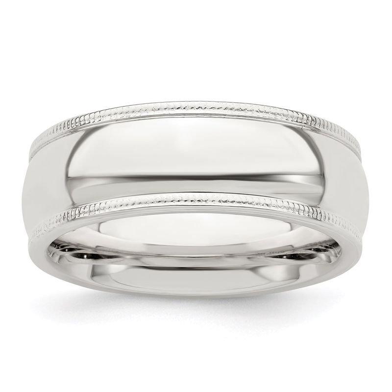 Kazi Luxury Sterling Silver 7mm Comfort Fit Half Round Milgrain Size 13.5 Band